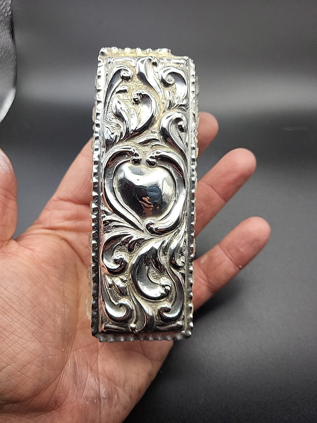 1901 Antique Sterling Silver Cut Glass Jar London Hallmarked Vanity Pot T. Hayes