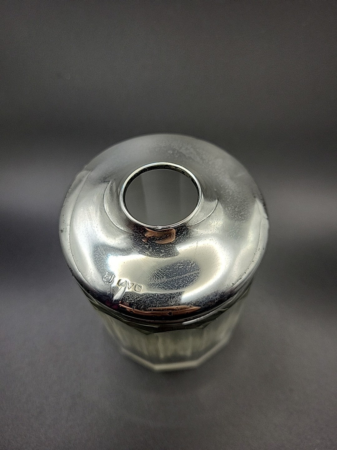 Antique Sterling Silver & Cut Glass Jar London Hallmarked Vanity Pot