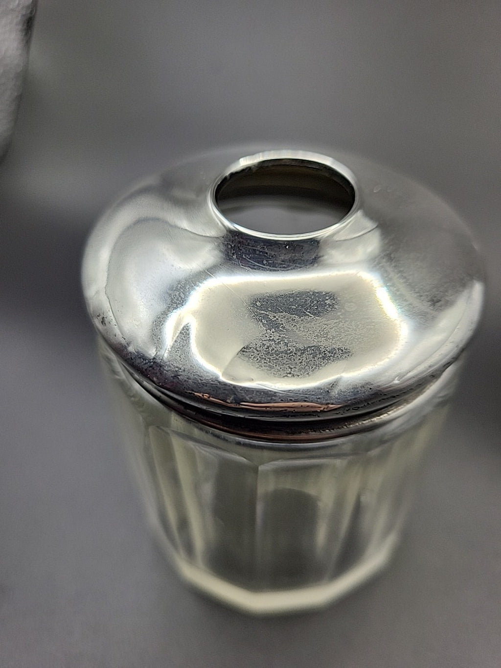 Antique Sterling Silver & Cut Glass Jar London Hallmarked Vanity Pot