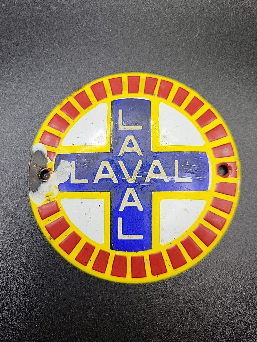 Vintage Alfa Laval Enamel Badge Sign Industrial Marine Equipment Plate