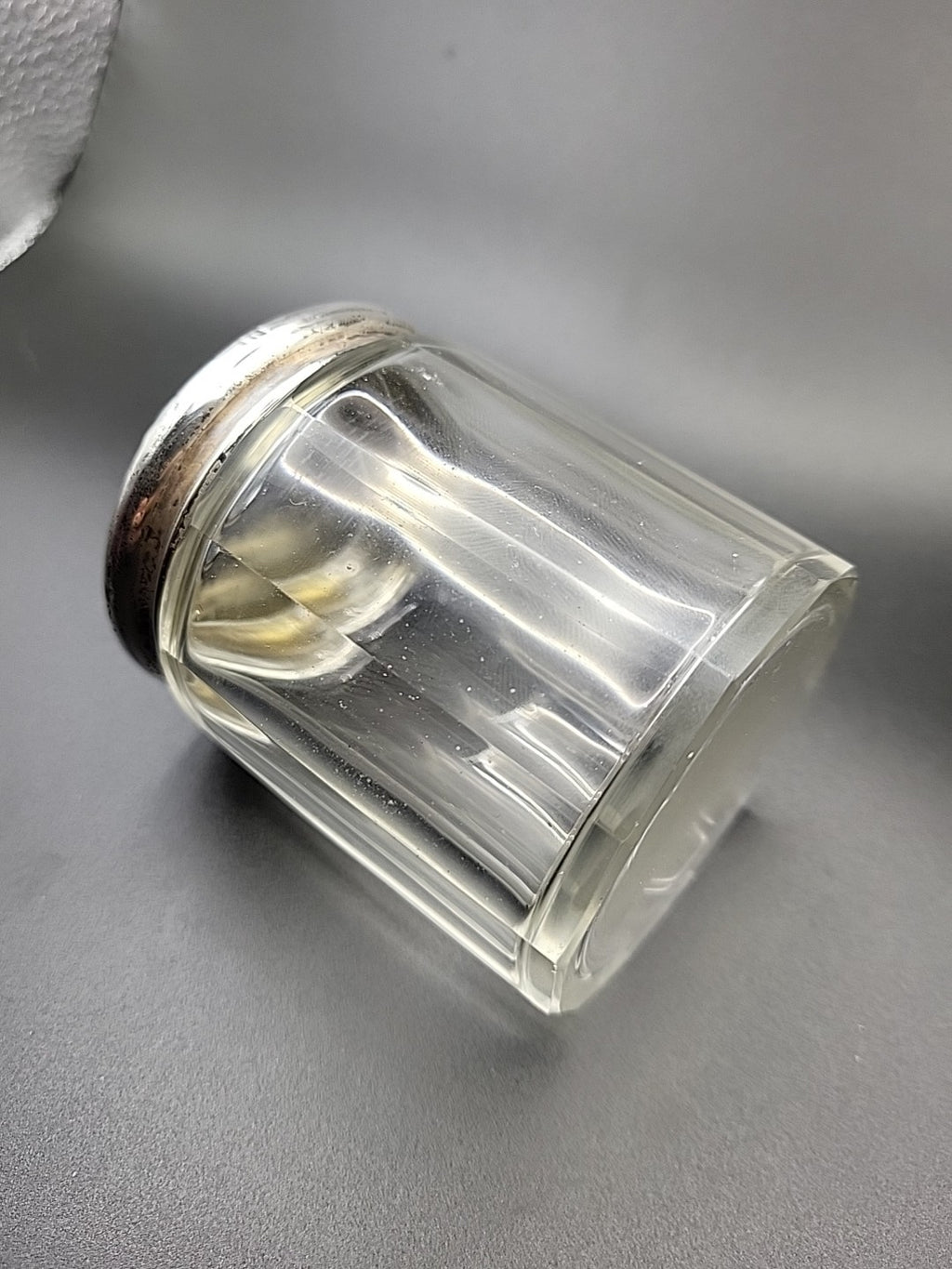 Antique Sterling Silver & Cut Glass Jar London Hallmarked Vanity Pot