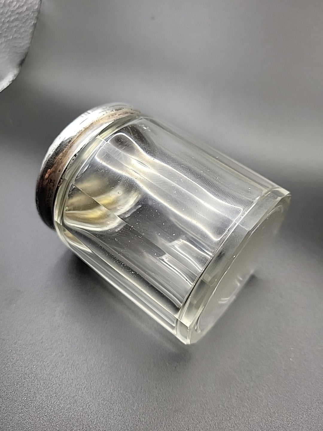 Antique Sterling Silver & Cut Glass Jar London Hallmarked Vanity Pot