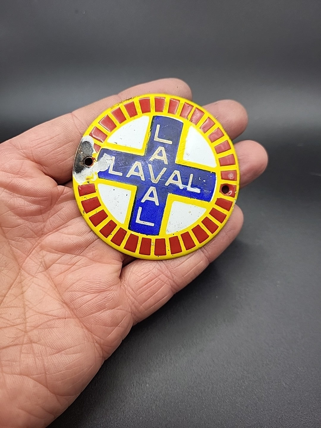 Vintage Alfa Laval Enamel Badge Sign Industrial Marine Equipment Plate