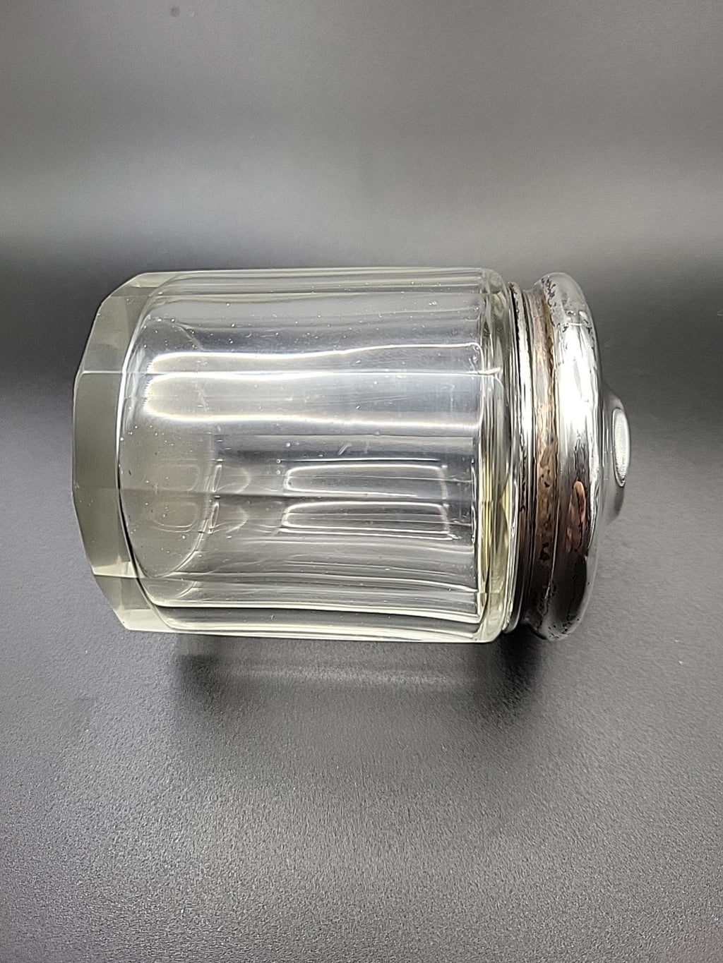Antique Sterling Silver & Cut Glass Jar London Hallmarked Vanity Pot