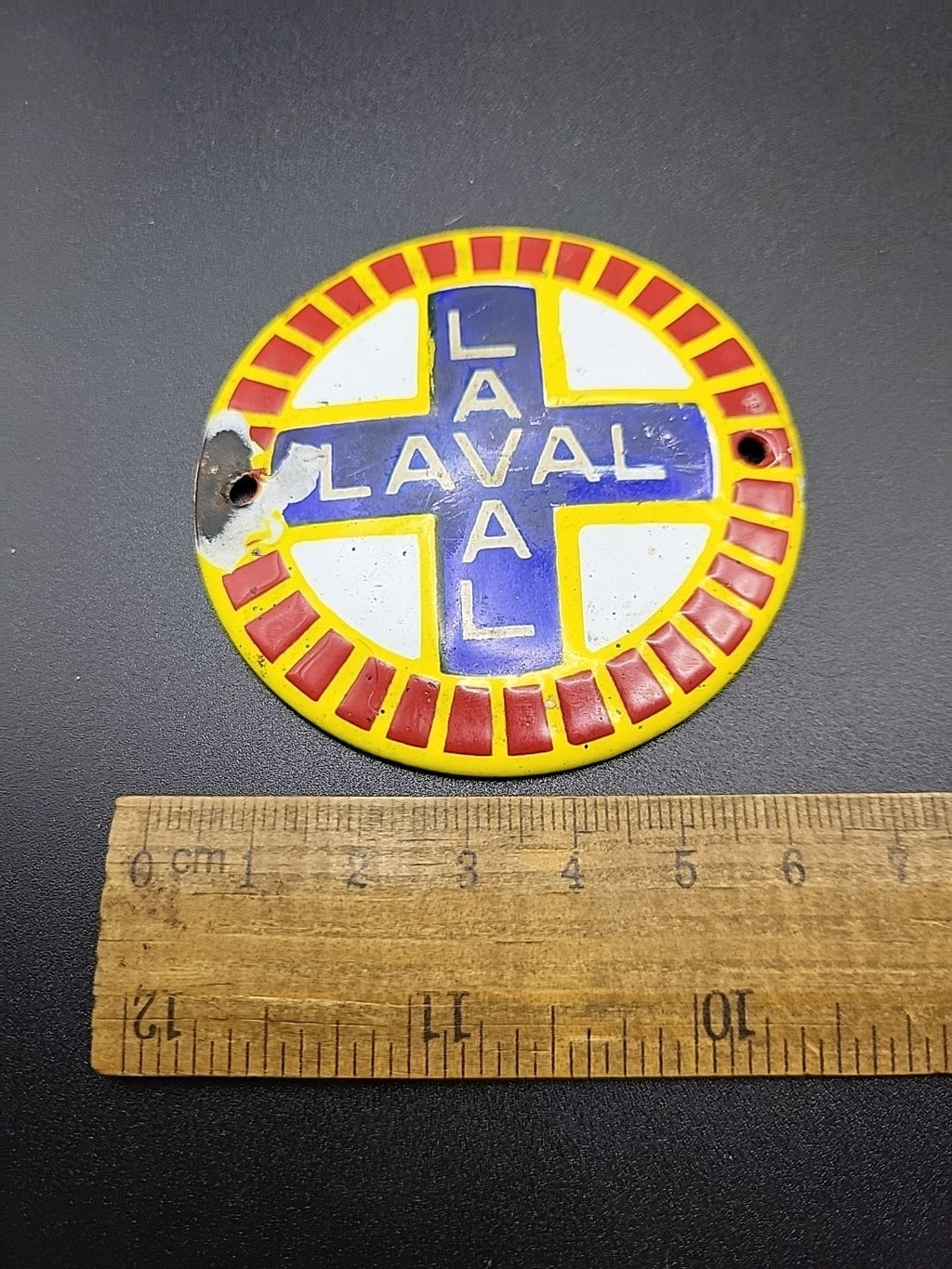 Vintage Alfa Laval Enamel Badge Sign Industrial Marine Equipment Plate