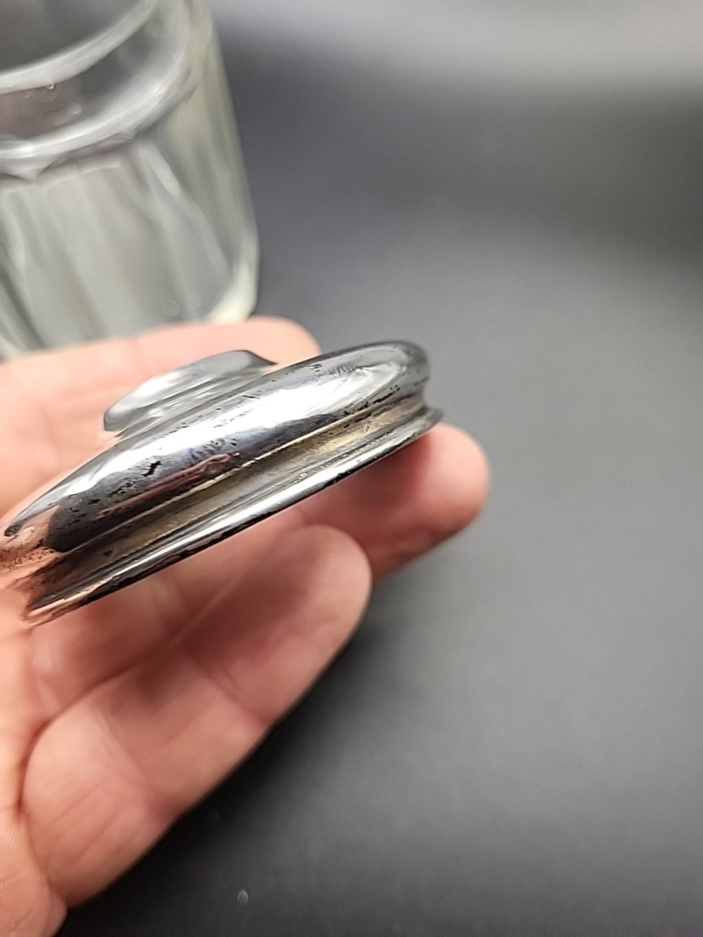 Antique Sterling Silver & Cut Glass Jar London Hallmarked Vanity Pot