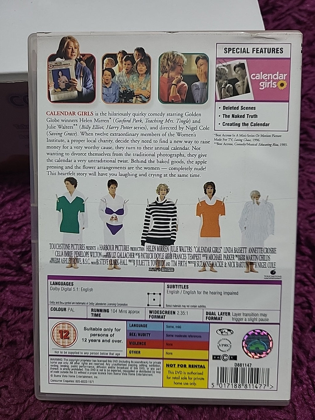 Calendar Girls DVD 2004 Helen Mirren Julie Walters British Comedy Drama Film