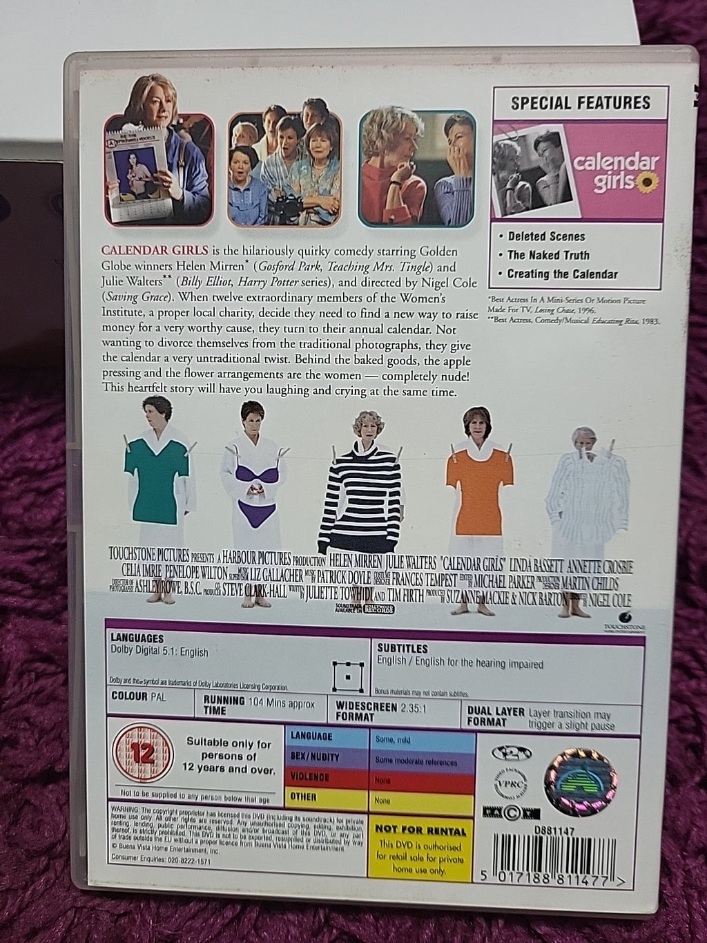 Calendar Girls DVD 2004 Helen Mirren Julie Walters British Comedy Drama Film