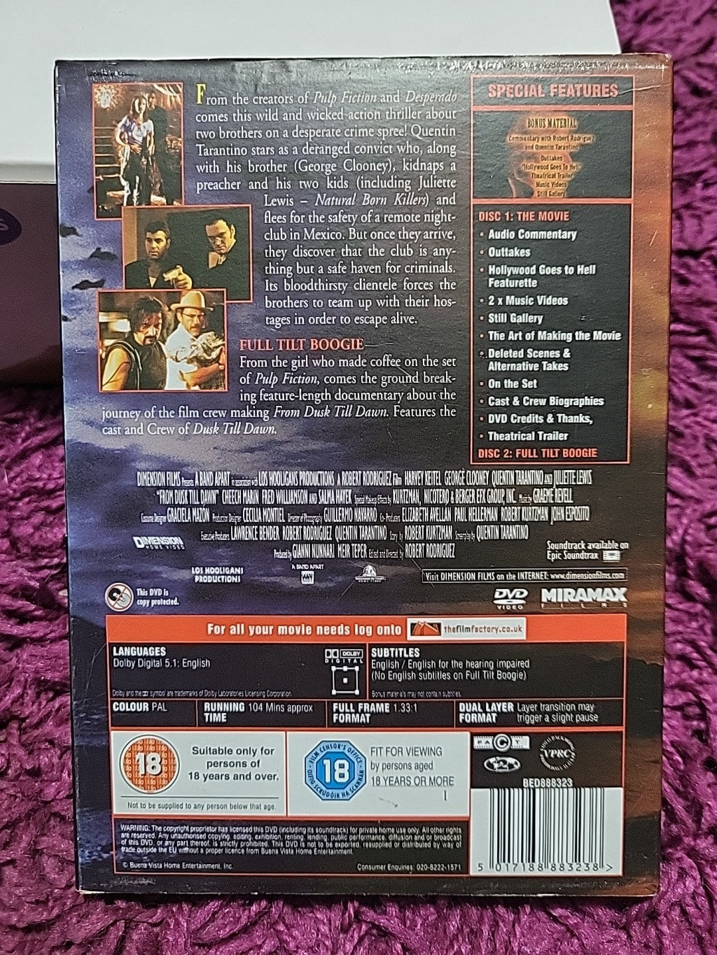 From Dusk Till Dawn 2 Disc Editor's Edition DVD 2001 Tarantino Clooney Horror