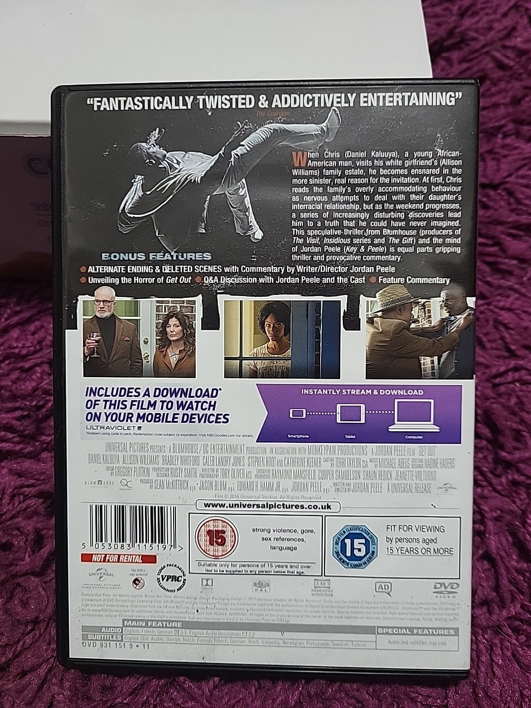 Get Out DVD 2017 Daniel Kaluuya Allison Williams Horror Thriller Film