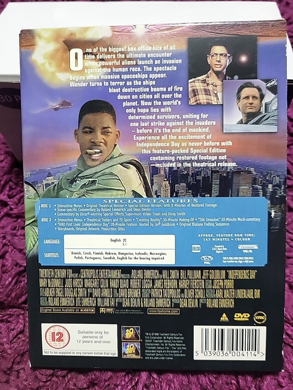 Independence Day Extended Edition DVD 2004 Will Smith Jeff Goldblum Sci-Fi