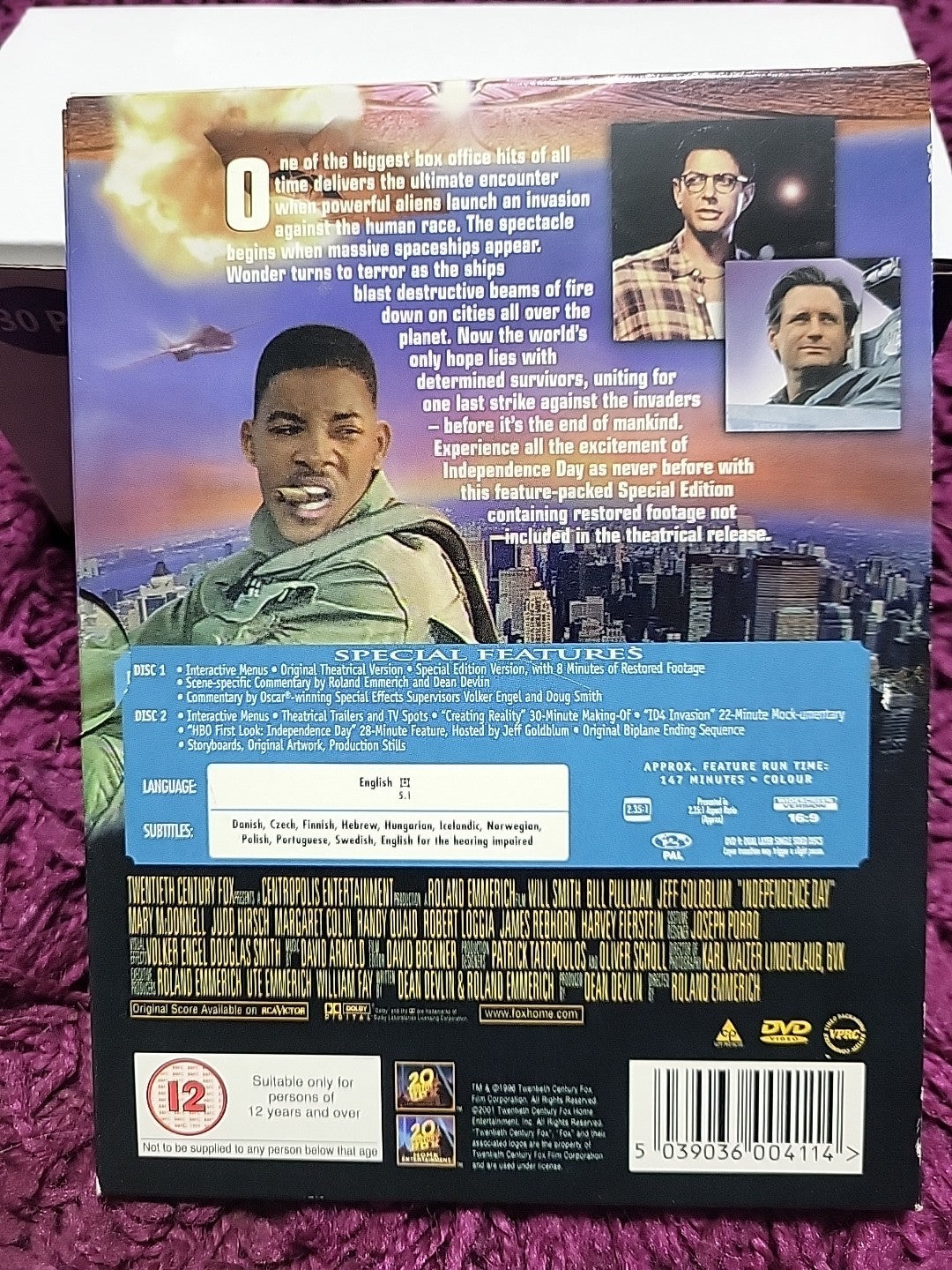 Independence Day Extended Edition DVD 2004 Will Smith Jeff Goldblum Sci-Fi