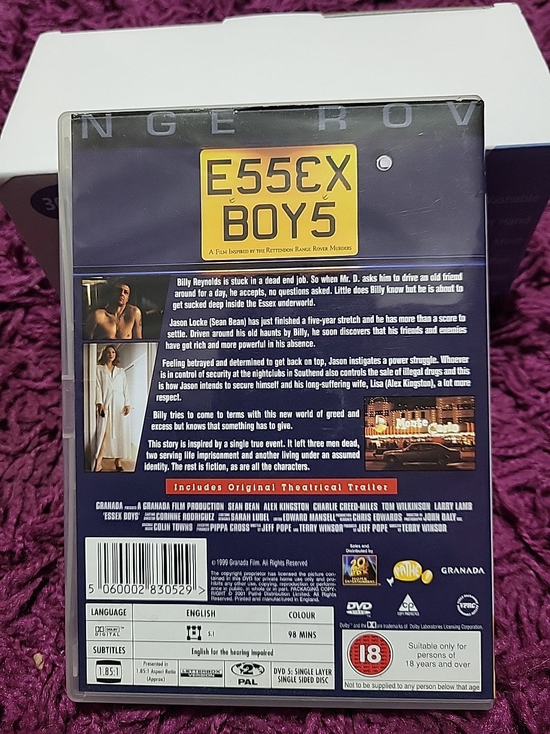 Essex Boys DVD Sean Bean Crime Thriller Widescreen 18