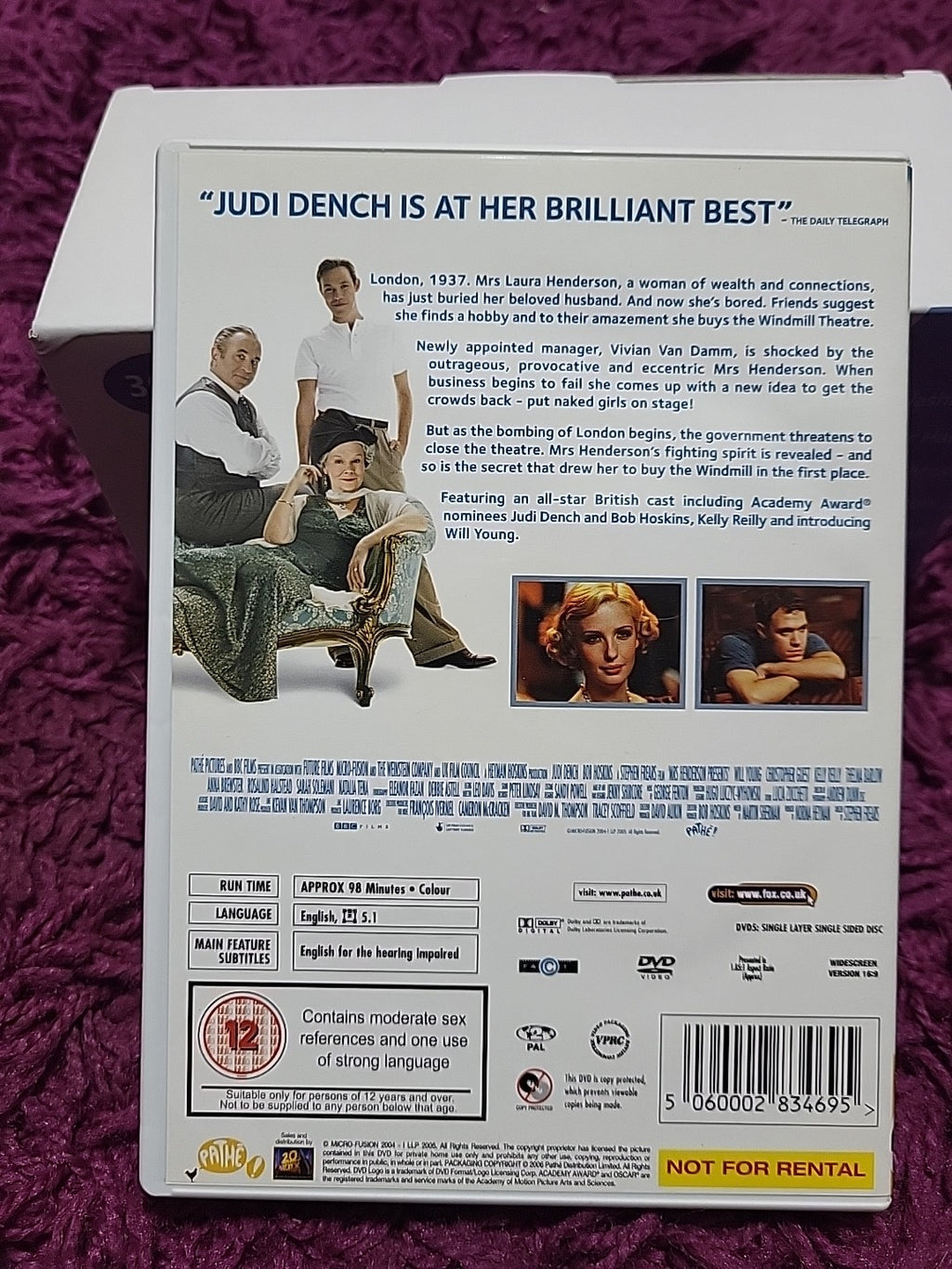 Mrs Henderson Presents DVD Judi Dench Bob Hoskins Comedy 12