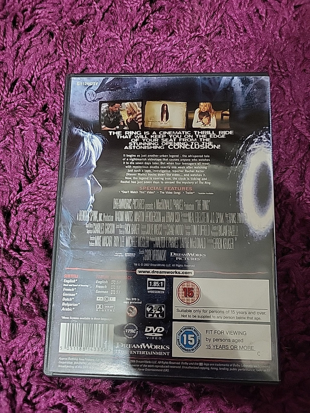 The Ring DVD 15 Horror Thriller Naomi Watts