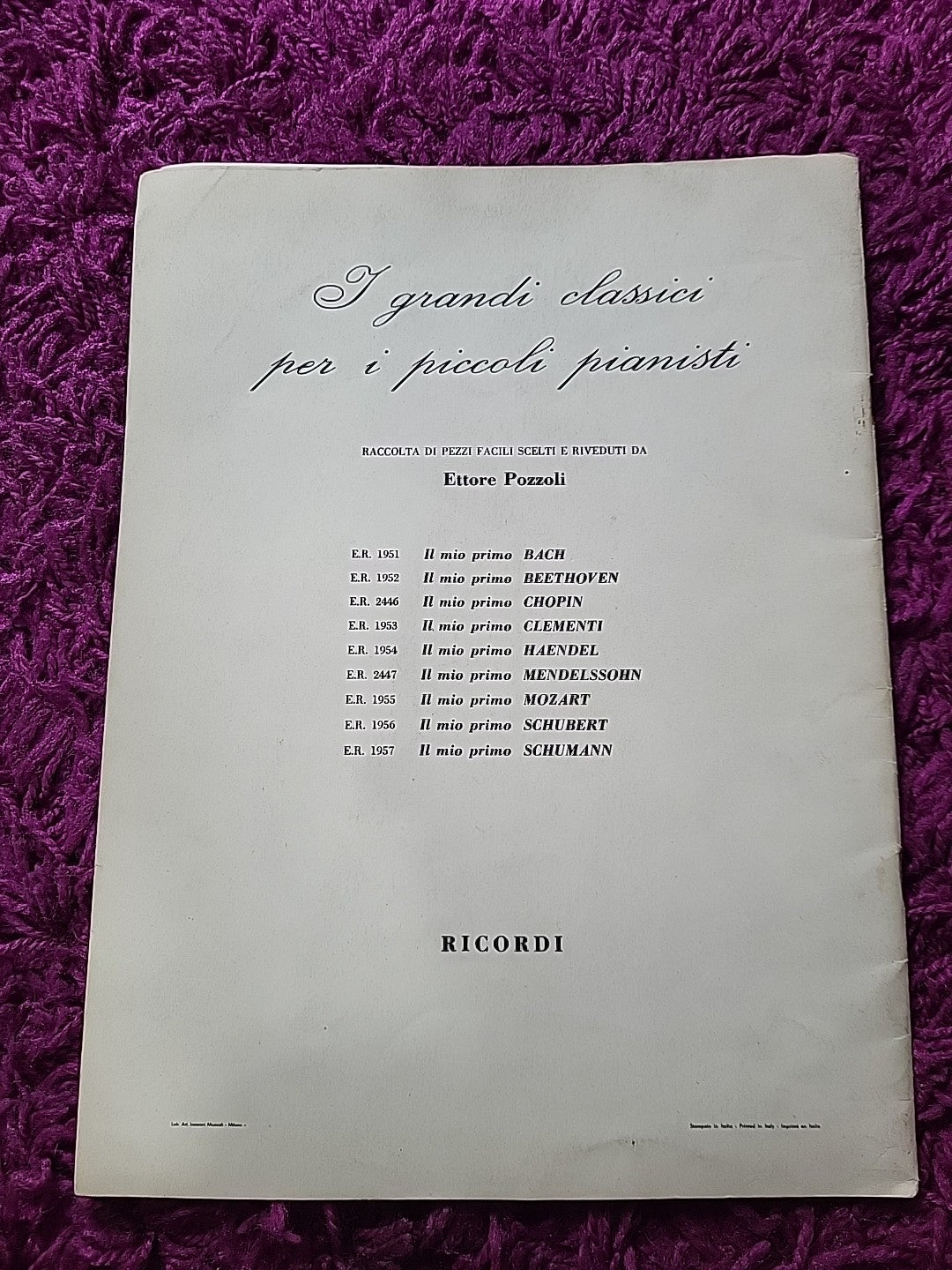 Il Mio Primo Schubert Ricordi ER 1956 Piano Sheet Music Book Vintage