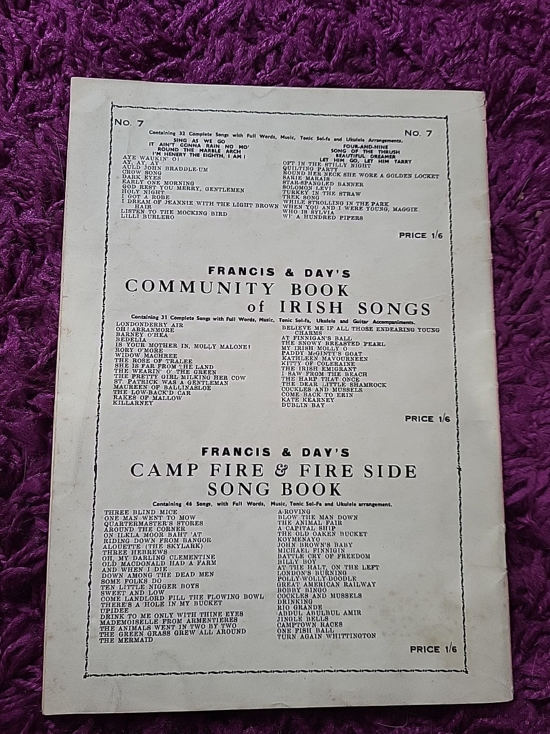 Francis Day's Community Song Book No 4 32 Songs Tonic Sol-fa Ukulele Vintage