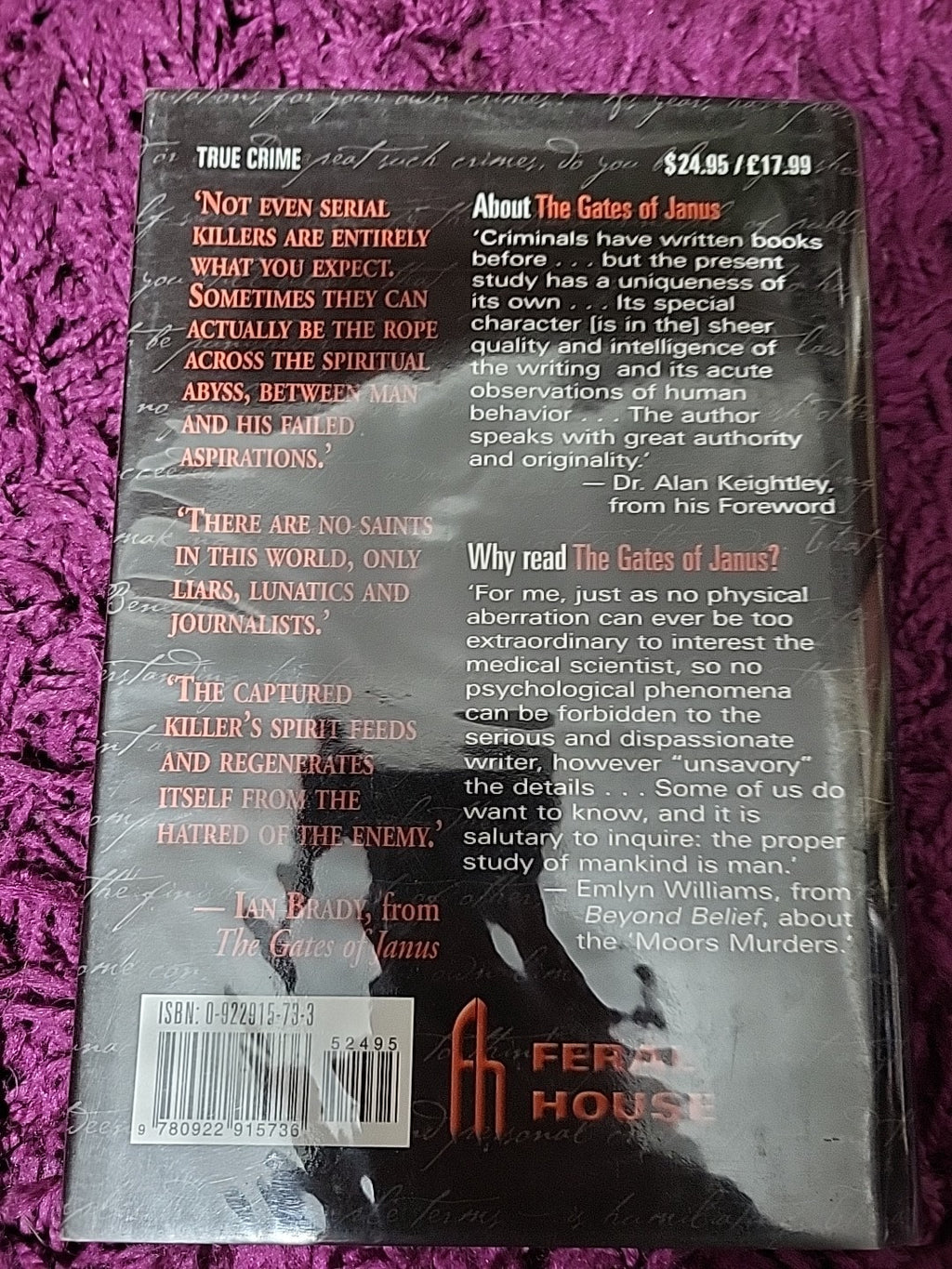 Ian Brady The Gates of Janus Hardcover 2001 Feral House True Crime Book