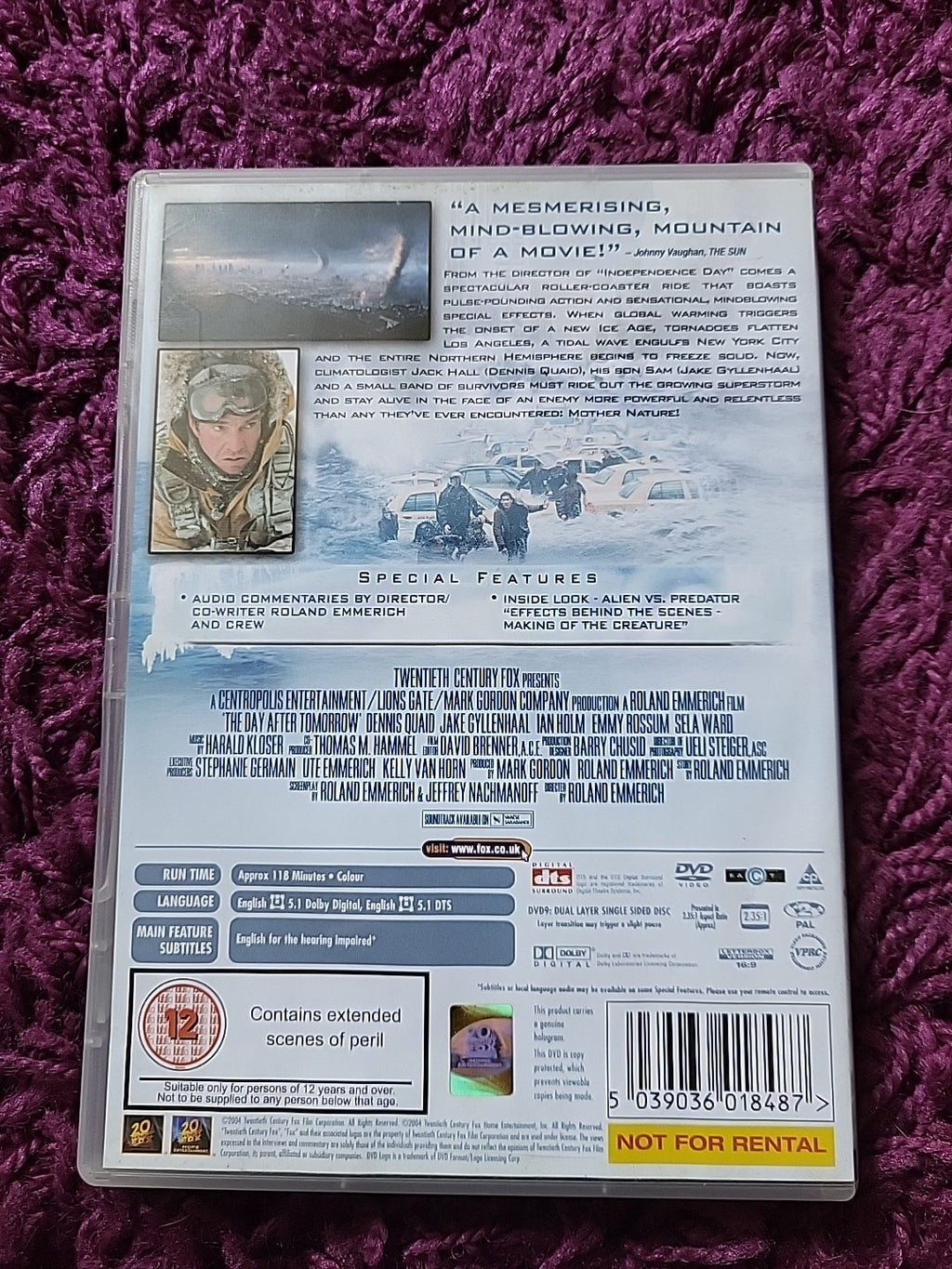 The Day After Tomorrow DVD 2004 Dennis Quaid Disaster Action Film