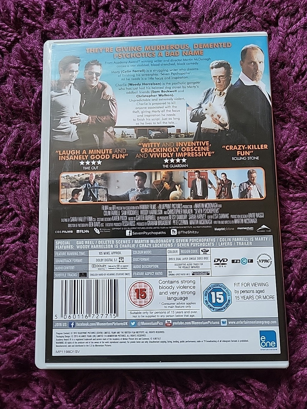 Seven Psychopaths DVD 2013 Colin Farrell Crime Comedy Film