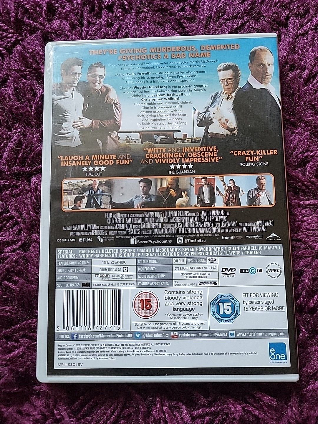 Seven Psychopaths DVD 2013 Colin Farrell Crime Comedy Film