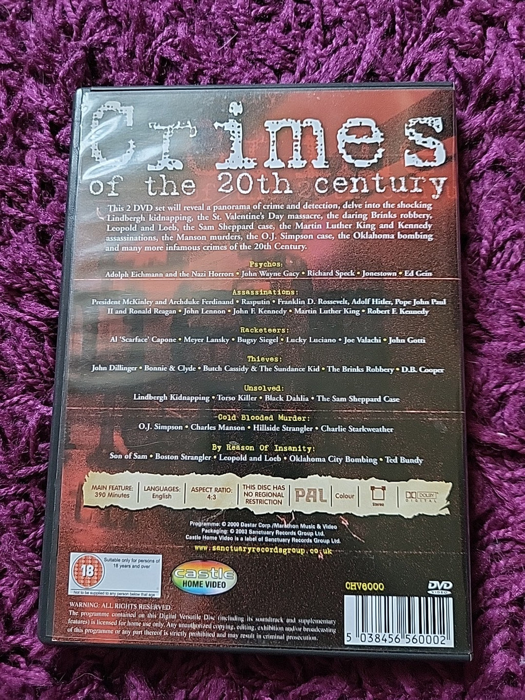 Crimes Of The 20th Century DVD 2005 Crime Documentary Series