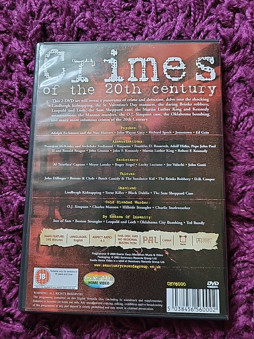 Crimes Of The 20th Century DVD 2005 Crime Documentary Series