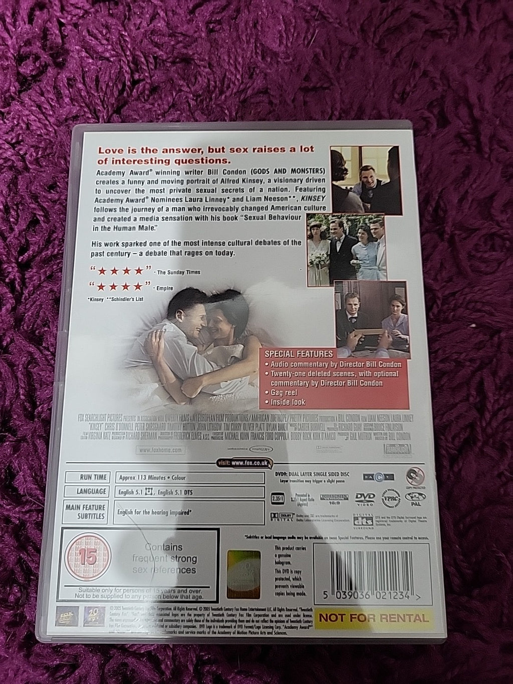 Kinsey DVD 2005 Liam Neeson Biography Drama Film