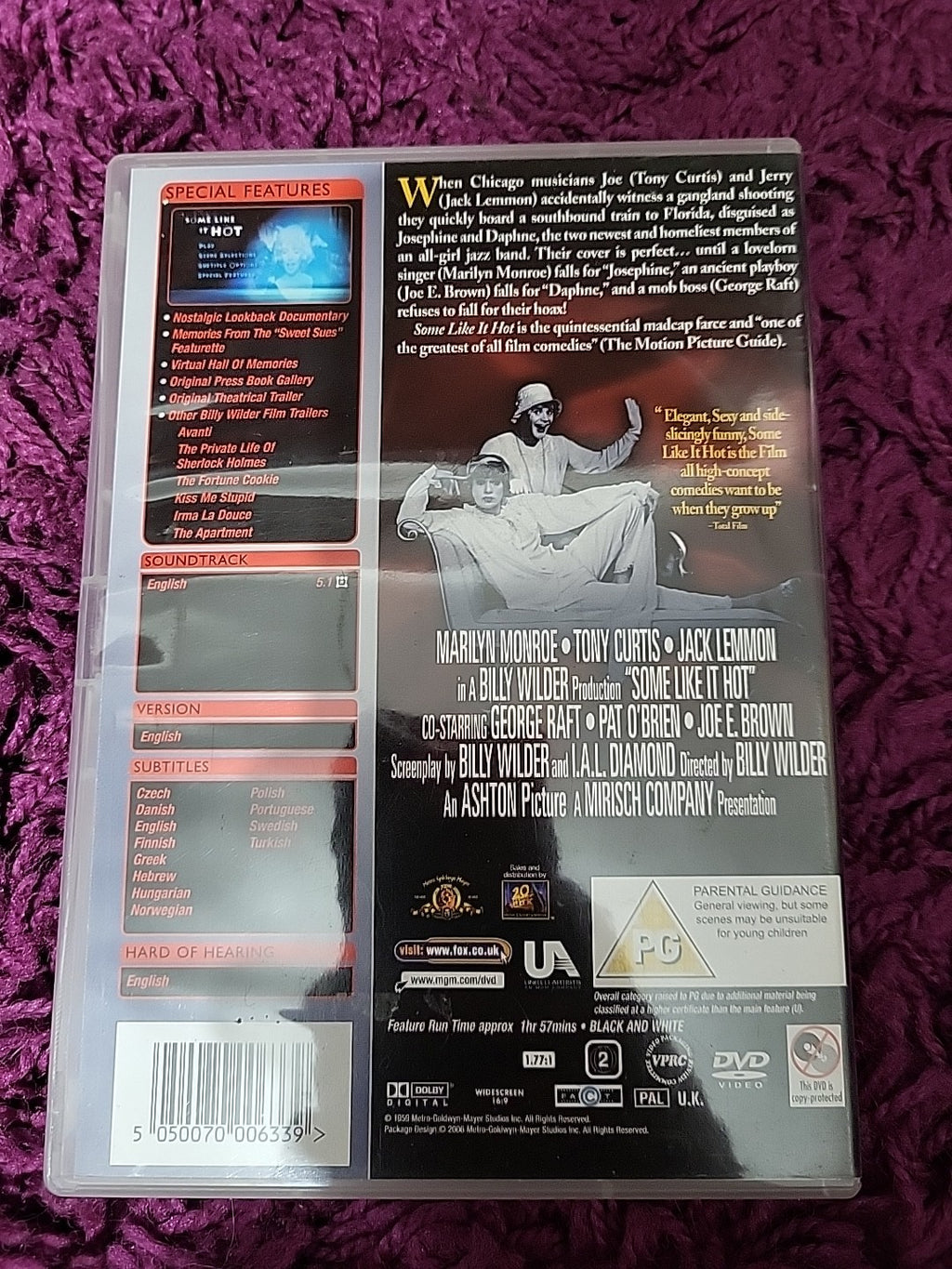 Some Like It Hot DVD 2001 Marilyn Monroe Classic Comedy Film