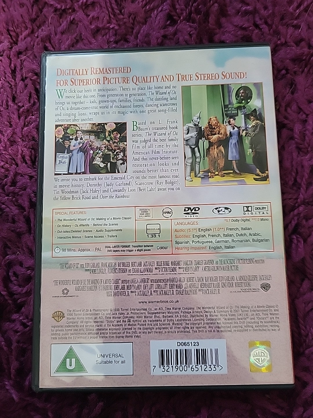 The Wizard Of Oz DVD 2001 Classic Family Fantasy Film