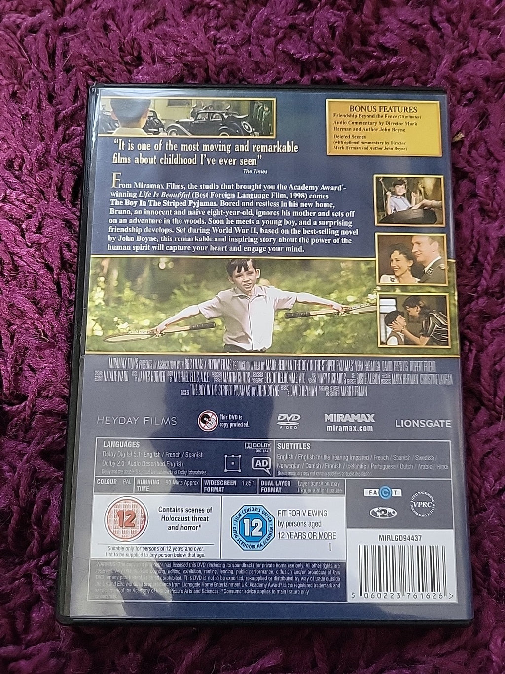 The Boy in the Striped Pyjamas DVD 2011 War Drama Film