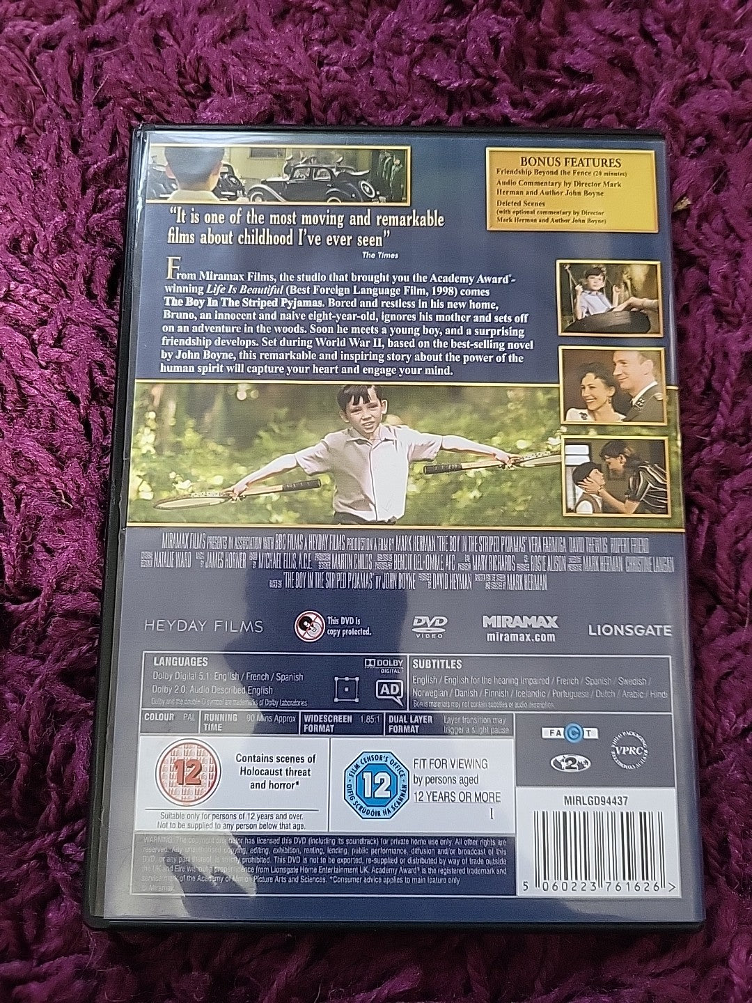 The Boy in the Striped Pyjamas DVD 2011 War Drama Film
