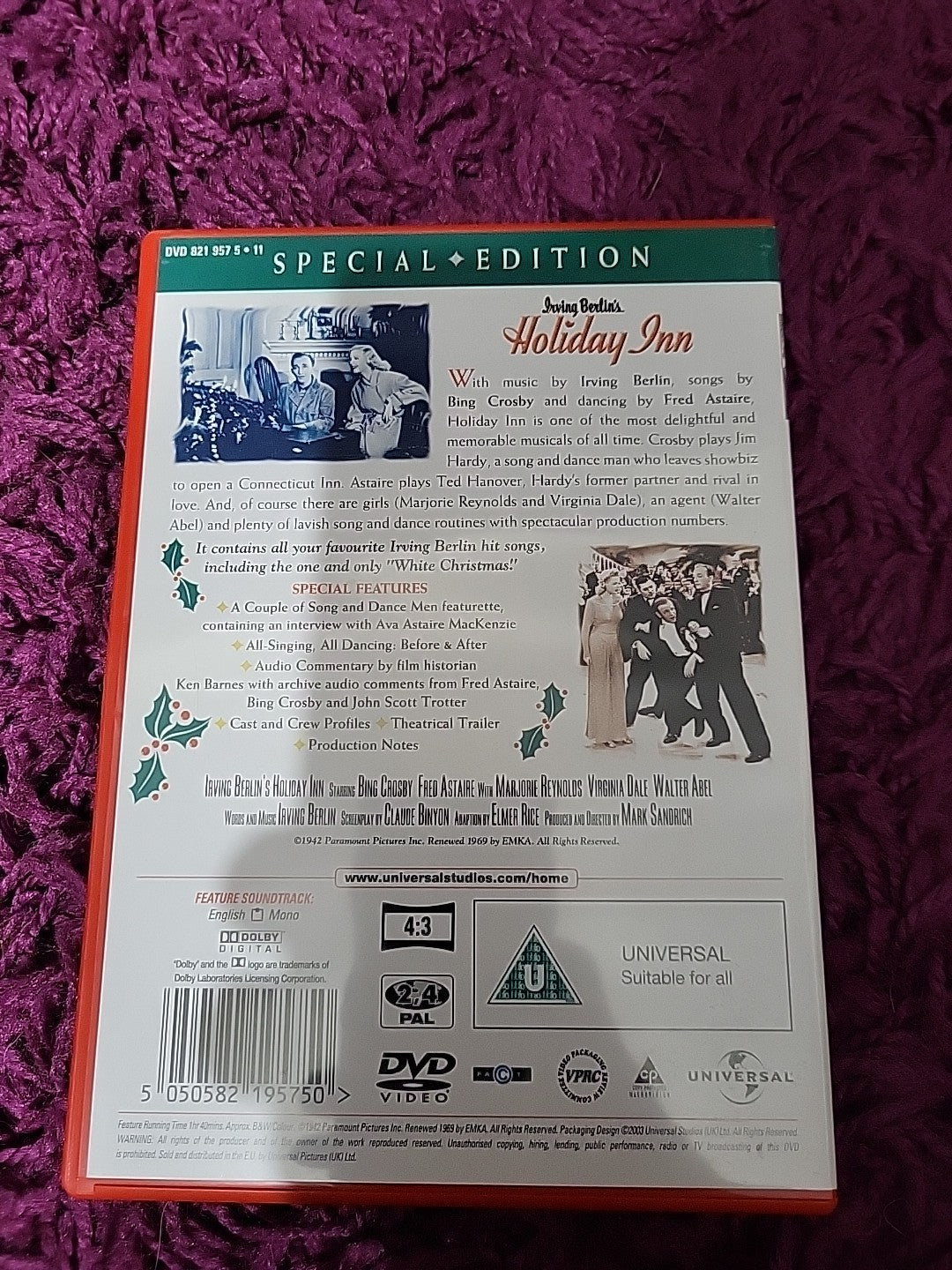 Holiday Inn DVD 2009 Bing Crosby Fred Astaire Classic Musical Film