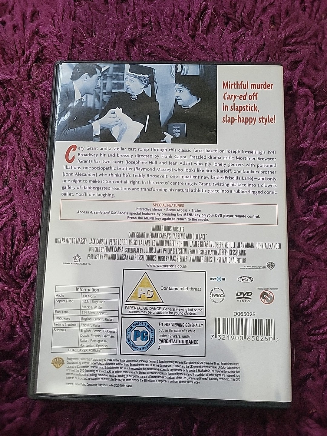 Arsenic and Old Lace DVD 2001 – Cary Grant Comedy Crime Film