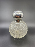 1909 Antique Cut Glass Perfume Bottle with Hallmarked Sterling Silver Lid