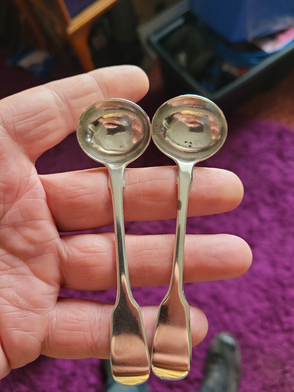 Pair of Georgian 1787 Sterling Silver Mustard Spoons  London  Hallmarked – 23.7g