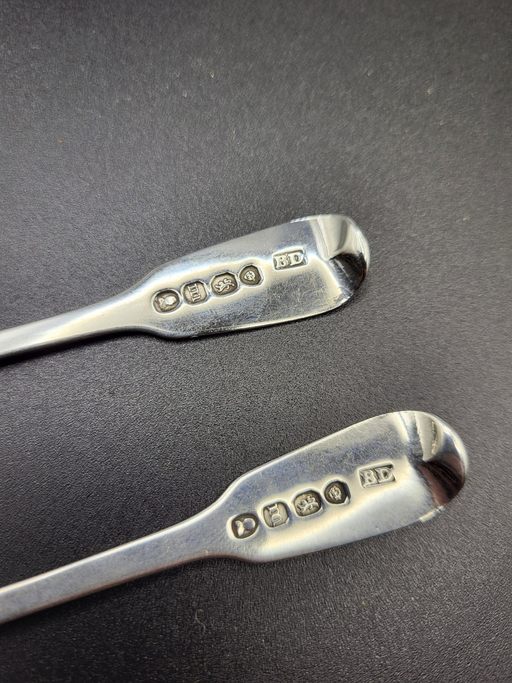 Pair of Georgian 1787 Sterling Silver Mustard Spoons  London  Hallmarked – 23.7g
