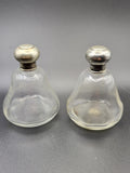 2 x Antique 1909 Birmingham hallmarked Sterling silver topped dressing table jar