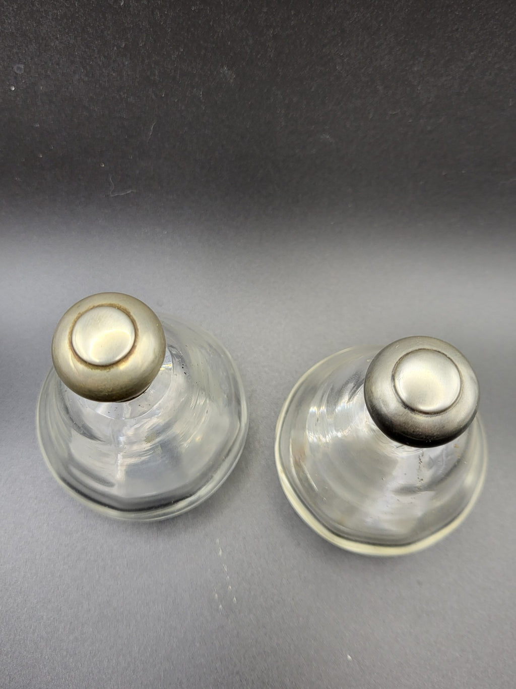2 x Antique 1909 Birmingham hallmarked Sterling silver topped dressing table jar