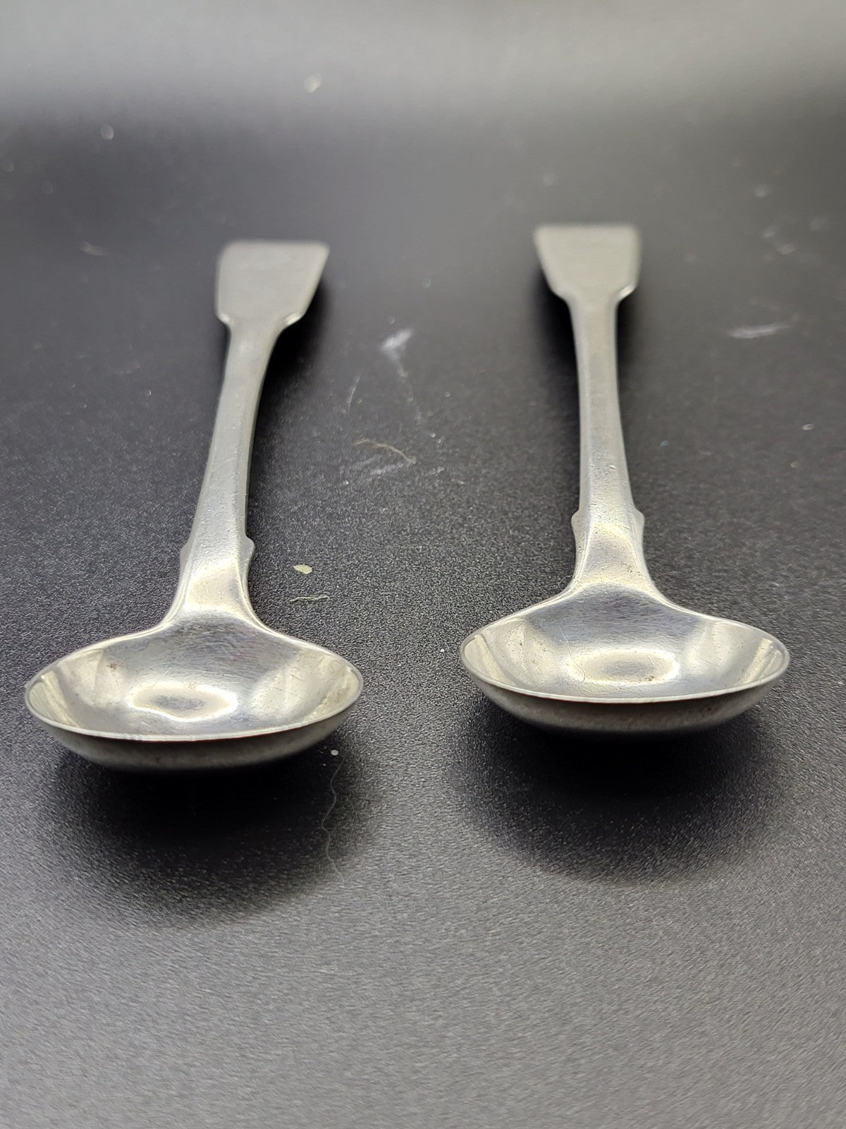 Antique Pair Georgian Sterling Silver Salt / Mustard Ladles 1816 Eley & Fearn
