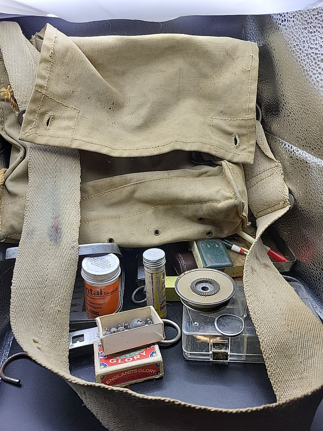 Vintage Fishing Tackle Bag & Contents Job Lot Fly Coarse Angling Kit