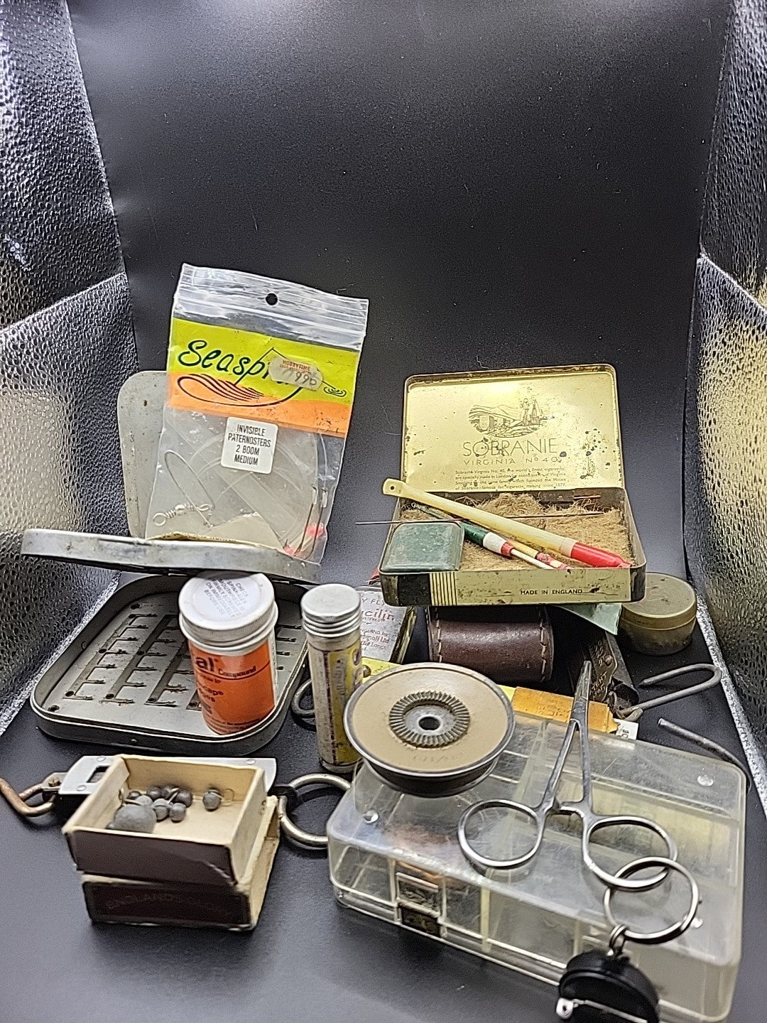 Vintage Fishing Tackle Bag & Contents Job Lot Fly Coarse Angling Kit