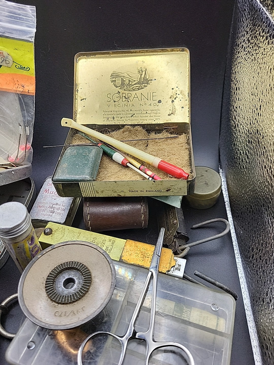 Vintage Fishing Tackle Bag & Contents Job Lot Fly Coarse Angling Kit