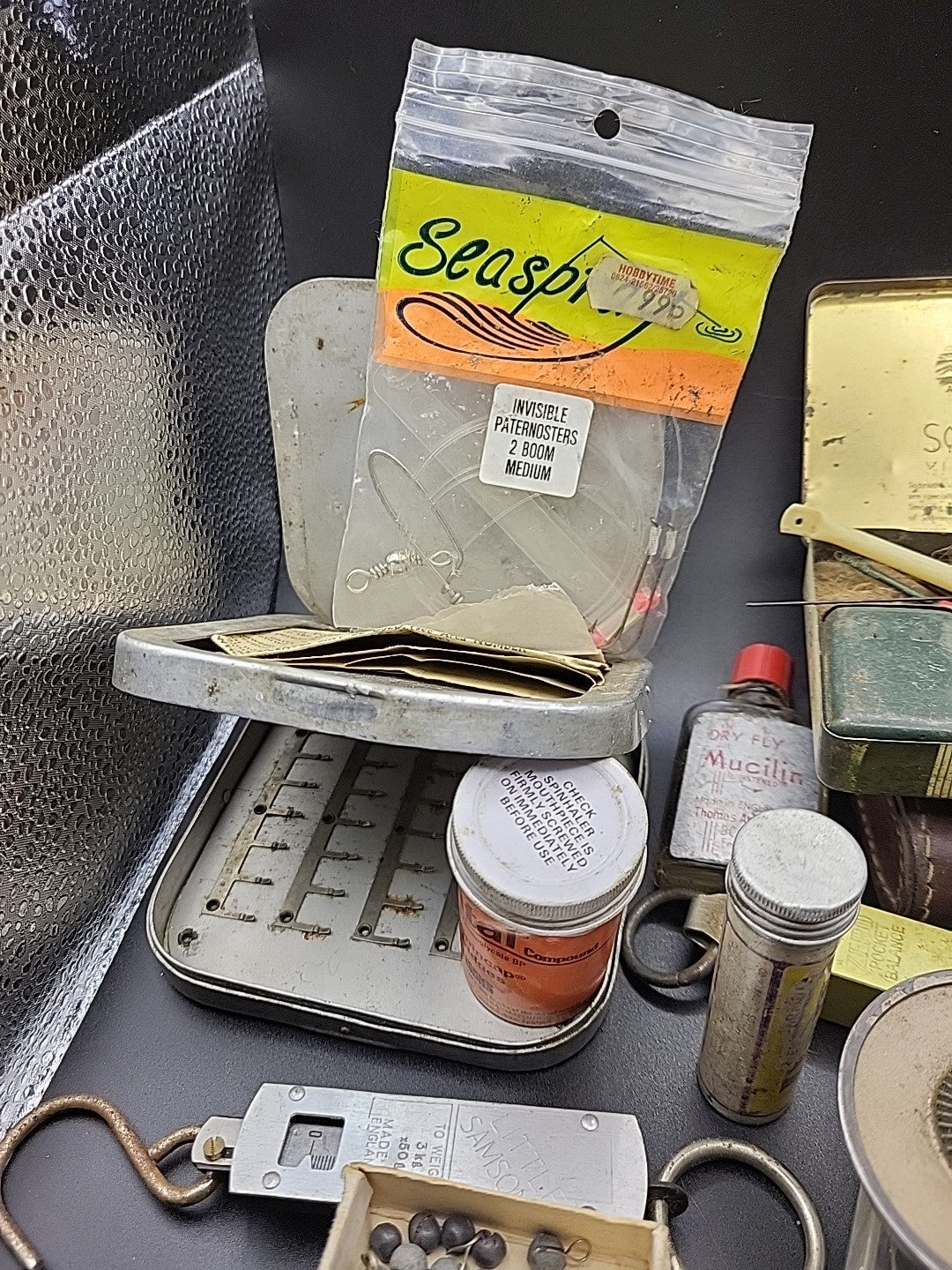 Vintage Fishing Tackle Bag & Contents Job Lot Fly Coarse Angling Kit