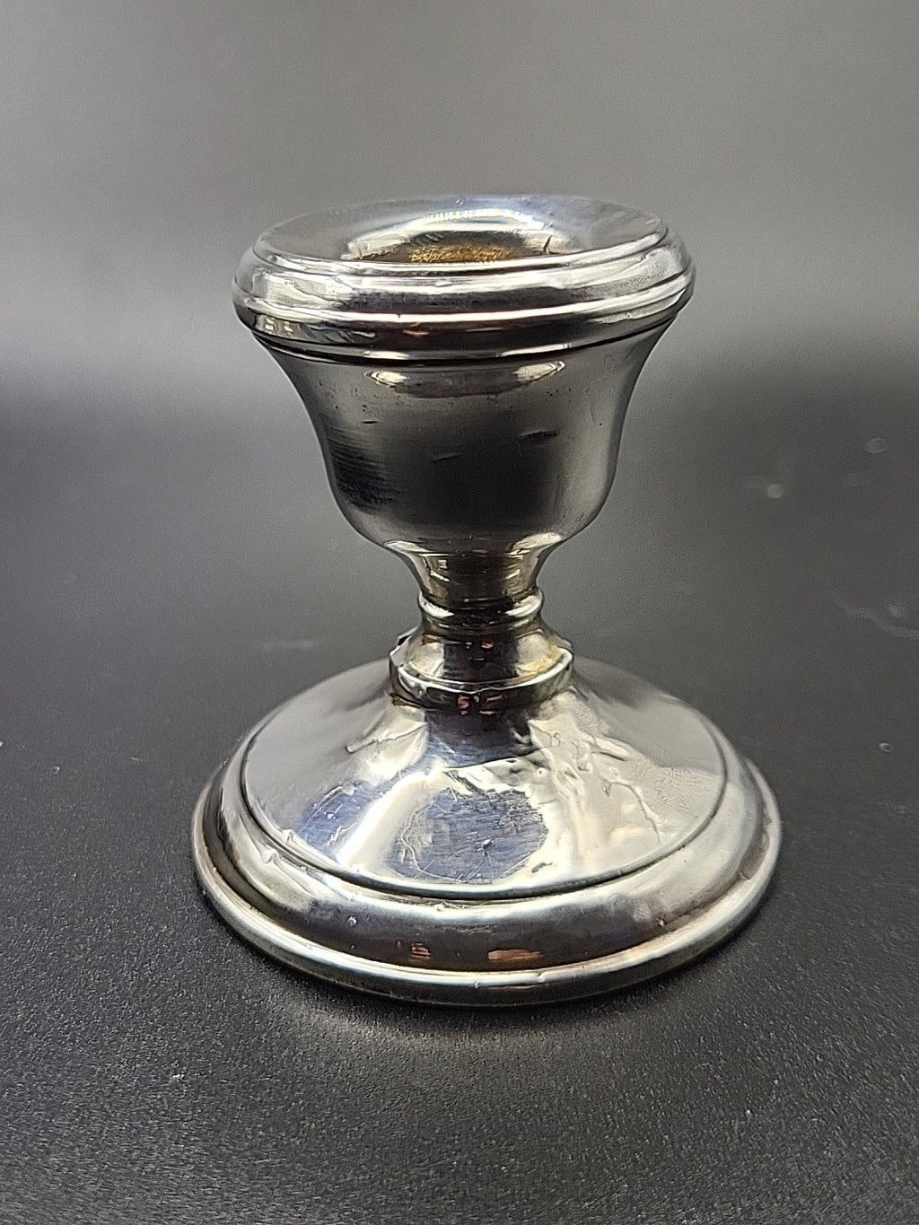 1903 Antique Silver Hallmarked Candlestick Holder, London, Dented
