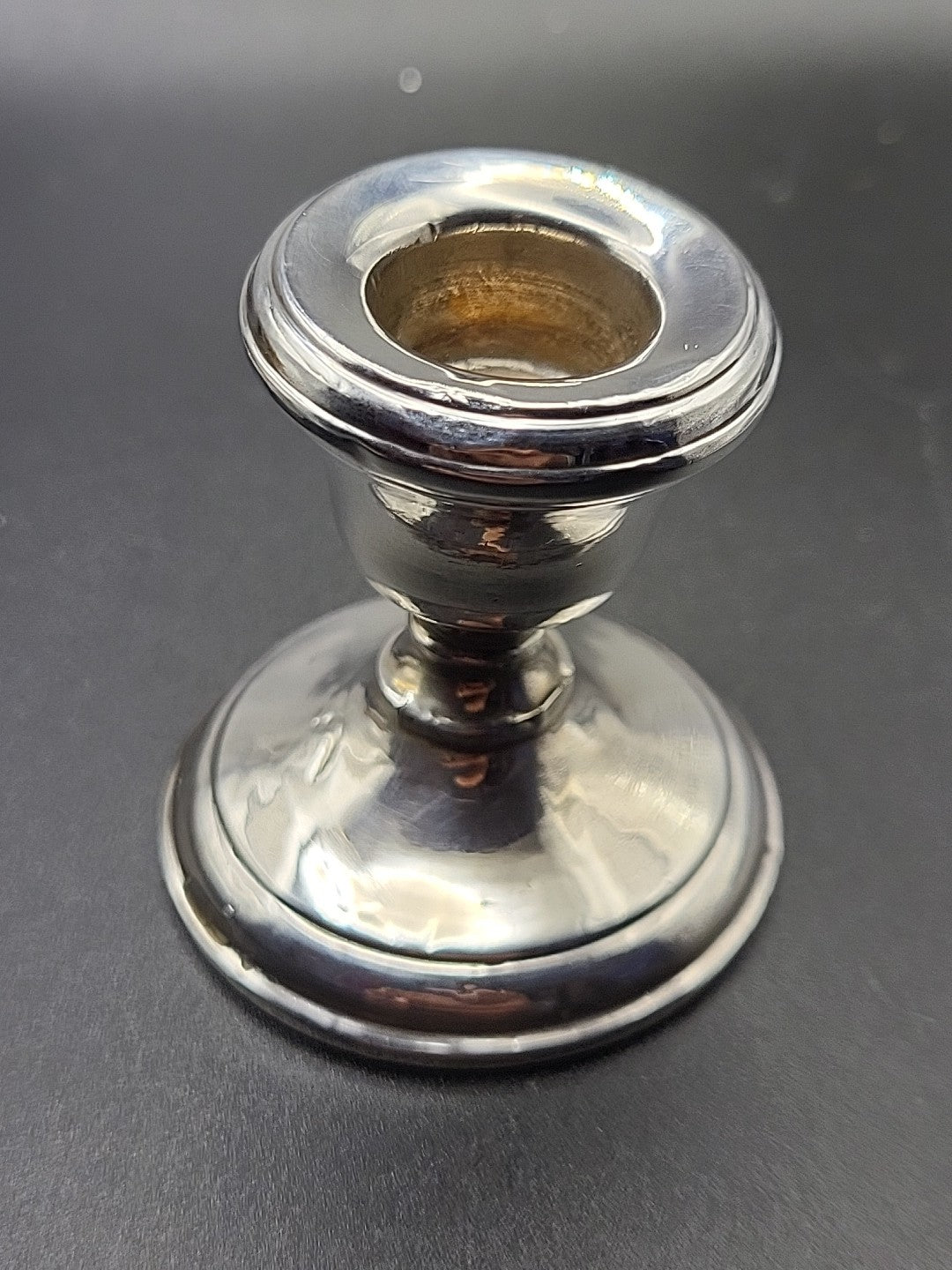 1903 Antique Silver Hallmarked Candlestick Holder, London, Dented