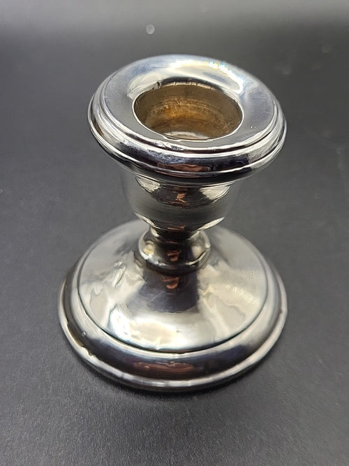 1903 Antique Silver Hallmarked Candlestick Holder, London, Dented
