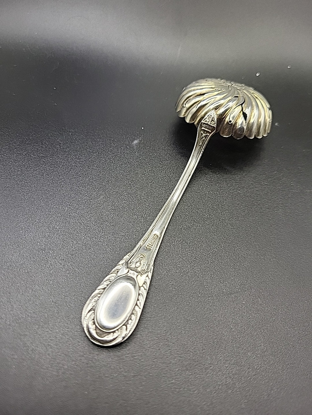Sterling Silver Tea Strainer Spoon Gilt Bowl Pierced c1900