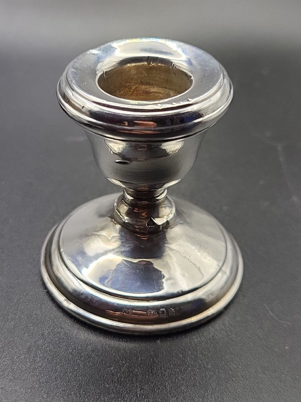1903 Antique Silver Hallmarked Candlestick Holder, London, Dented