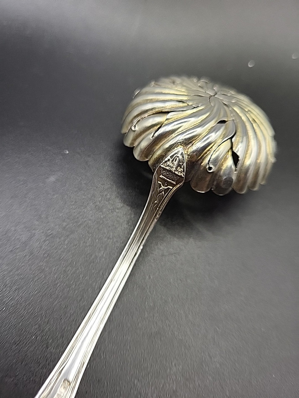 Sterling Silver Tea Strainer Spoon Gilt Bowl Pierced c1900
